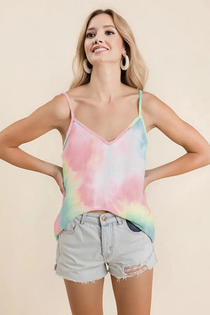 Tie Dye French Terry Beach Cami in Pink Multi women outfit ideas