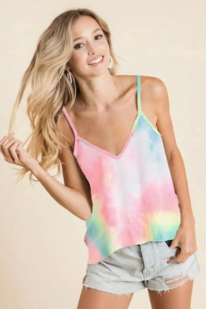 Tie Dye French Terry Beach Cami in Pink Multi women outfit ideas