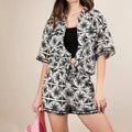 Tropical Print Plus Size Beach Shirt & Shorts Set women outfit ideas