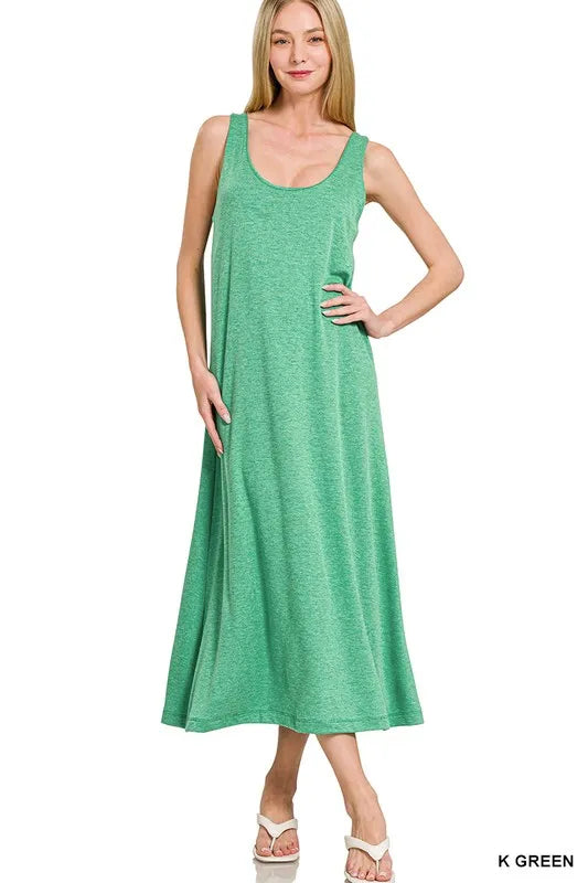 Twisted Strap French Terry Beach Dress in Kelly Green