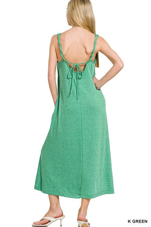 Twisted Strap French Terry Beach Dress in Kelly Green