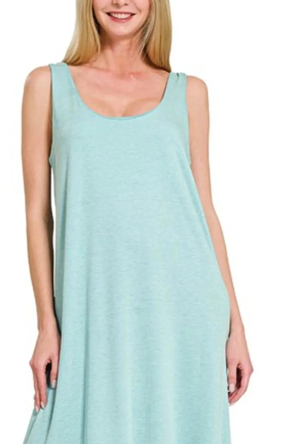 Twisted Strap French Terry Beach Midi Dress in Dusty Teal women outfit ideas