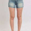 Vintage V-Front Beach Shorts in Medium Wash women outfit ideas