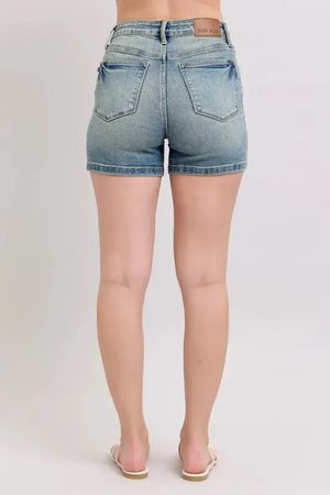 Vintage V-Front Beach Shorts in Medium Wash women outfit ideas