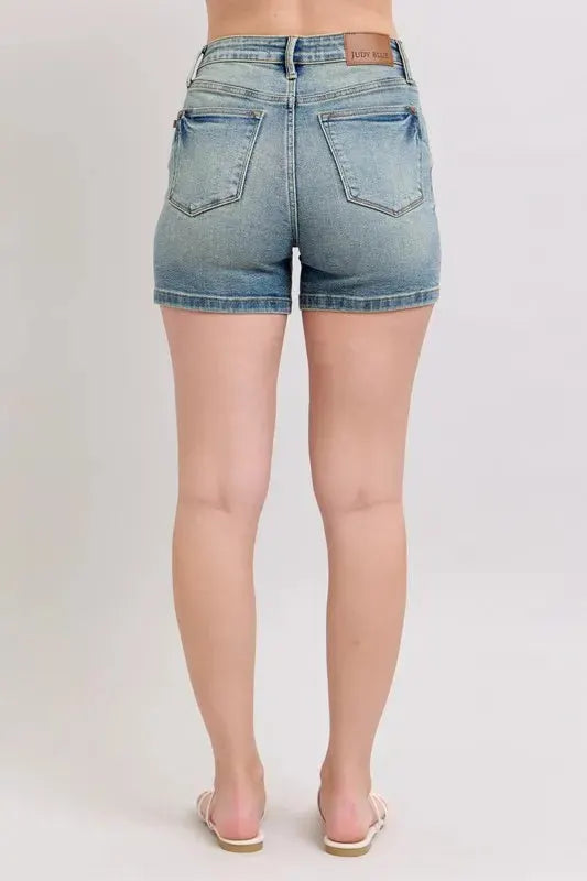 Vintage V-Front Beach Shorts in Medium Wash women outfit ideas