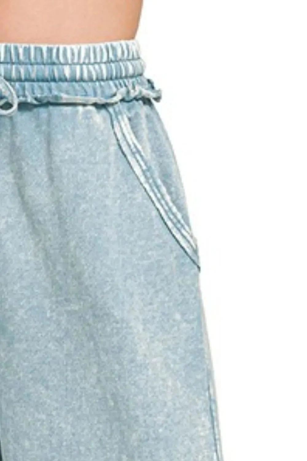 Washed French Terry Palazzo Beach Pants in Blue Grey women outfit ideas