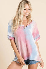 Watercolor Tie-Dye Beach Top in Soft Rayon women outfit ideas